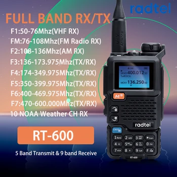 Radtel RT-600 Hava Bandı Walkie Talkie Taşınabilir Am Fm İki Yönlü Telsiz Komütatör VHF İstasyonu K5 Alıcı Ham Kablosuz Seti Uzun Menzilli