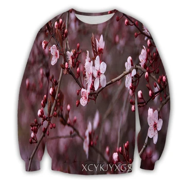 Yeni Erkek / Kadın Kiraz Çiçeği 3D Baskılı Giyim Rahat Spor Streetwear Kazak S10