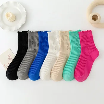 Kadın Erkek Kısa Tüp Çorap, Vintage Yırtık Nefes Rahat Düz Renk Çorap Her Mevsim için 2022