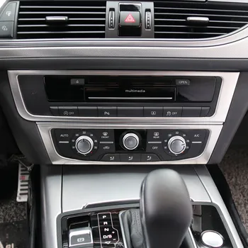 Merkezi Konsol Klima CD Çerçeve Dekorasyon Kapak Trim 2 Adet İçin Audi A6 C7 2012-2018 LHD Paslanmaz Çelik Araba Styling