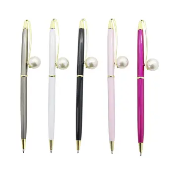 1 Adet Yeni Stil İnci Tükenmez Kalem Hediye Tükenmez Kalemler Okul Malzemeleri Siyah Mürekkep Metal Kalem İplik Kalemler