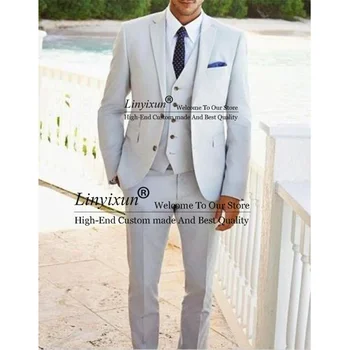 Klasik Düğün Smokin Slim Fit İki Düğme Takım Elbise Erkekler İçin Özel Damat Takım Elbise 3 Adet Balo Resmi Erkek Blazer (Ceket + Pantolon + Yelek)