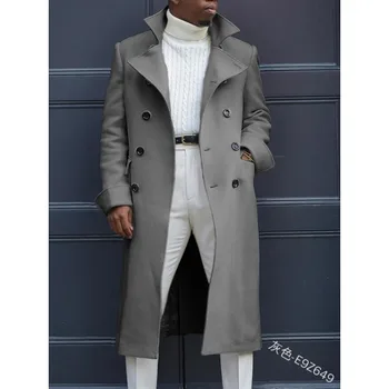 Çift Düğmeler Sobretudo Masculino Slim Fit Uzun Ceket Erkek Palto Moda Erkekler Rahat Trençkot