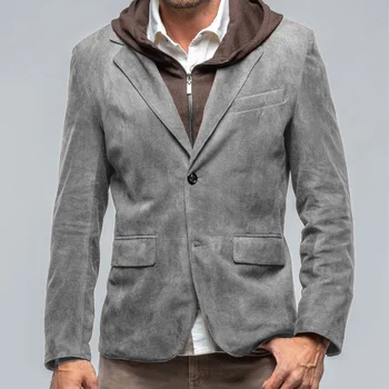 Erkek Blazer Süet Tek Göğüslü Zarif Erkek Takım Elbise Erkek Tasarımcı Blazers Erkekler için erkek Kış Giysileri 2023 Erkek Giyim Resmi