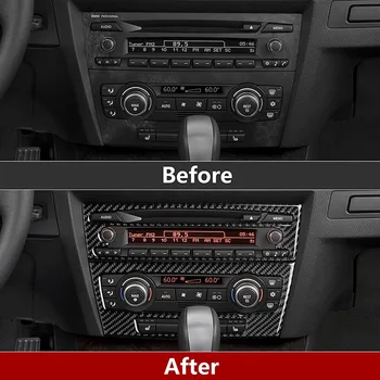 Araba CD Kontrol Konsolu Paneli Sticker Karbon Fiber Çıkartması ayar kapağı BMW - 3 Serisi için E90 E92 E93 2005-2012 Aksesuarları