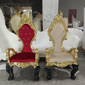 2 ADET Kraliyet Düğün Antika Kral Ve Kraliçe Taht Sandalyeler Prenses Sandalyeler Kiralama Mobilya