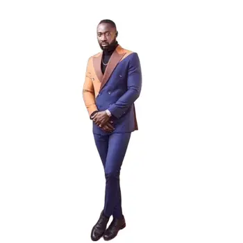 Yeni Moda Renk Patchwork Erkek Takım Elbise Kruvaze Custom Made Düğün Damat Slim Fit Smokin 2 Adet Blazer Setleri Ceket + pantolon