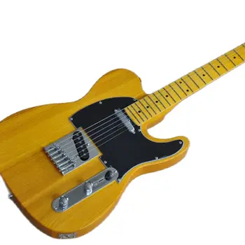Fabrika toptan özelleştirme şeffaf sarı TL elektrik gitar, sarı akçaağaç klavye, özelleştirilebilir göre