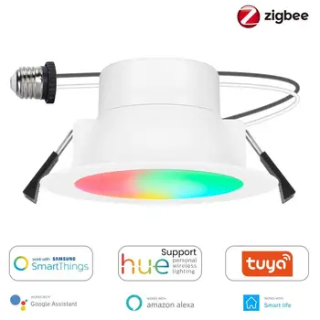 ZigBee 3.0 LED Downlight E27 LED ışık Karartma Spot Akıllı Lamba 6W 9W RGB Değişimi Sıcak soğuk ışık Alexa İle Çalışır Smartthings