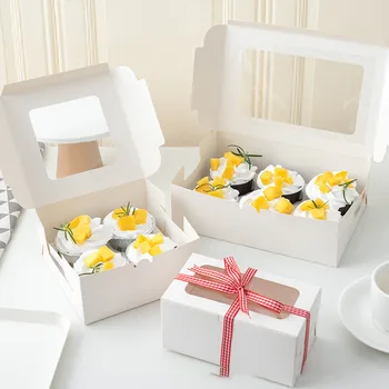 Özelleştirilmiş Ürünyumurta Tart Ambalaj Kutusu Fırın tatlı kutusu beyaz karton Kağıt baskılı Çörek tek kullanımlık ambalaj kutusu