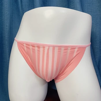 Seksi Erkek Eşcinsel Sissy Külot See-through Bikini Külot Ultra ince Şeffaf İç Çamaşırı Dikişsiz Tanga Örgü Bugle Kılıfı G-string