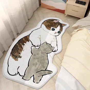 Kawaii Kedi Halı Karikatür Komik Halı kaymaz Başucu Alan Kilim Shaggy Halılar Oturma Odası Yatak Odası Dekorasyon Tapetes De Sala