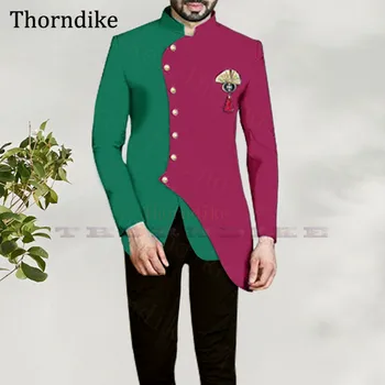 Thorndike 2021 Düğün Smokin Erkekler İçin, Custom Made Patchwork Terno Masculino, Moda Parti Balo Özel Homme, 2 Adet Blazer Seti