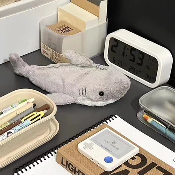 Sevimli Peluş Köpekbalığı kalem Kutusu Öğrenci Kırtasiye Okul Malzemeleri Kawaii Bebek Okula Dönüş saklama çantası Kalem Çantası Kırtasiye