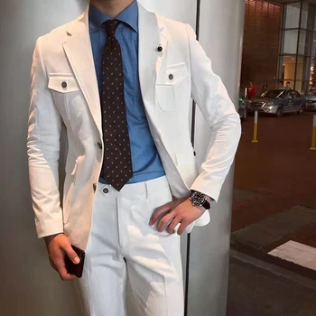 2023 Giyim Homme Düğün Tailcoat Slim Fit Tek Düğme Damat Elbise Resmi Parti Balo erkek Seti Yakışıklı Takım Elbise