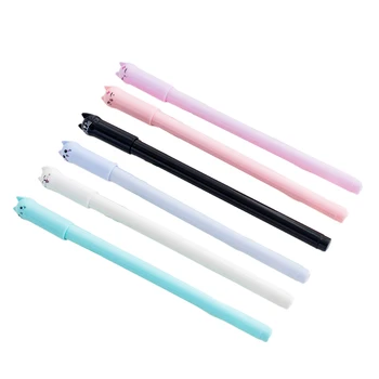 6X Yazma Aracı jel mürekkep Kalemler Okul Malzemeleri İşçilik Renkli Ofis Aksesuarları Tatlı Hediye Sevimli Kedi Kalem