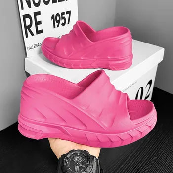 Yüksek Kaliteli kadın Terlik moda terlikler kadın Hafif Yaz Yeni rahat ayakkabılar Yumuşak 8cm Yüksek Ayakkabı Hane 41