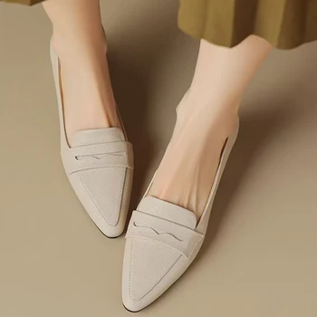 Bahar Orta Topuklu Kadın makosen ayakkabı Sivri Burun Sığ Moda lüks ayakkabı Yeni 2024 Tasarımcı Seksi Elbise Rahat Femme Ayakkabı