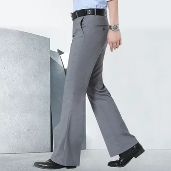 2023 Erkek İlkbahar Sonbahar Yeni Düz Renk Streç rahat pantolon Erkek Yüksek Bel Elbise Pantolon Erkek İş rahat pantolon