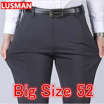 Erkek İş Pantolon Büyük Boy 52 Elastik Bel Düz Takım Elbise Pantolon Resmi İş Uzun Pantolon Büyük Boy Gevşek günlük pantolon