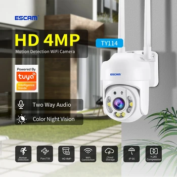 ESCAM TY114 Tuya Smartlife APP 4MP Tam Renkli Kablosuz PTZ IP Dome Kamera AI İnsansı Algılama Ev Güvenlik CCTV bebek izleme monitörü