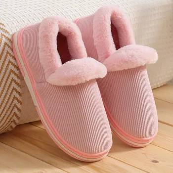 Kadın Terlik Kış sıcak ayakkabı Yumuşak Peluş Ev Terlik Erkekler Flip Flop Kapalı Yatak Odası Rahat Rahat Zemin Kaymaz Slaytlar