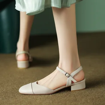 Yama Çalışması Kadın Ayakkabı Yuvarlak Ayak Sandalet Lüks Marka Chaussures Femme Toka Kayış Sandalias Sınıf Sapatos Feminino Düşük Topuklu