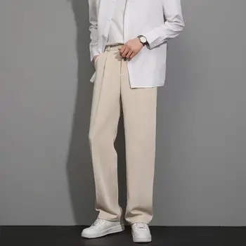 İngiliz Tarzı İlkbahar Sonbahar Yeni Düz Renk Yüksek Kaliteli Pantolon Erkek Resmi Pantolon 2023 Gevşek İş günlük giysi Pantolon Y416