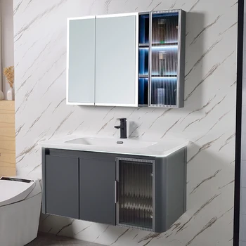 Güzellik akıllı paslanmaz çelik banyo dolabı kombinasyonu petek alüminyum lavabo lavabo lavabo dolabı entegre