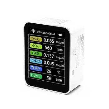 1 Takım Tuya Akıllı Wifi CO2 dedektör sensörü Hava Kalitesi Monitör TVOC CO2 Gaz CH2O Sıcaklık Nem Ölçer Dedektörü, beyaz