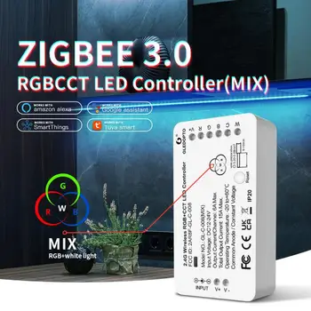 ZıgBee 3.0 DC12-24V RGB+CCT RGBW WWCW ZıgBee akıllı LED Şerit Denetleyici Ses Kontrolü ile Çalışmak Echo Plus SmartThings