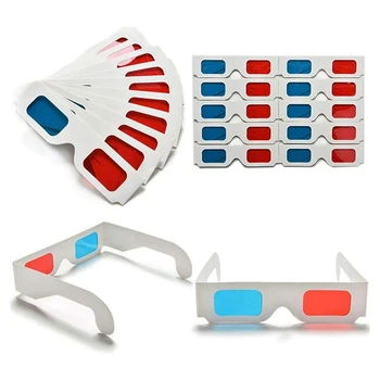 3D Gözlük, 30 Pairs Kırmızı Ve Mavi Kağıt Stereo Lensler Filmler İçin Set Anaglyph Kağıt 3D Gözlük