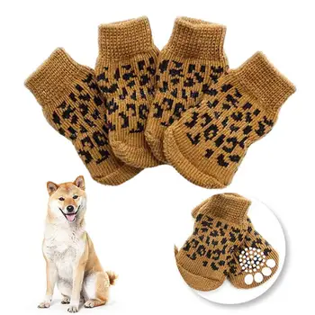 Köpek Pençe Koruyucuları Rahat kaymaz Pet Çorap Ayakkabı Dayanıklı Pençe Koruyucu Küçük Köpekler için Sıcak Örgü Köpek Çorap Sevimli Köpekler için