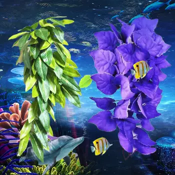 Su Çim Yapay Bitki Balık Tankı Dekor Akvaryum Asılı Yapraklar Asma Rattan Balık Tankı Dekor