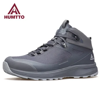 HUMTTO yürüyüş ayakkabıları Lüks Tasarımcı su geçirmez botlar Erkekler için Açık Trekking Sneakers Erkek Spor İş Güvenliği yarım çizmeler