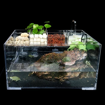 Yaratıcı Masaüstü Balık Tankı Ekolojik japon balığı Tankı Yetiştiriciliği Kaplumbağa Tankı Su Pompası ile Entegre Silindir