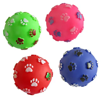 Komik Pet Köpek Ayak Baskı Topu Oyuncak Renkli Ses Gıcırtılı Oyuncaklar Köpekler Kediler için Yumuşak Kauçuk Çiğnemek Ses İnteraktif Top Oyuncaklar