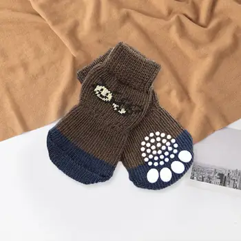 Köpek Paw Koruyucular kaymaz Pet Çorap Rahat Kış Köpek Ayakkabı Yumuşak Paw Koruyucu Sevimli Karikatür Örgü Çorap Sıcaklık Güvenliği için