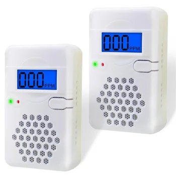 Karbon Monoksit Dedektörleri, Taşınabilir CO Alarm Dedektörü Cihazı için LED dijital ekran ile Ev, Seyahat, 2 Paket