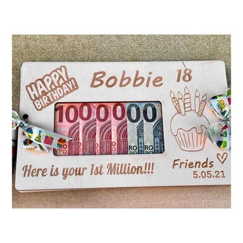 Kişiselleştirilmiş Ahşap Para Hediye Kutusu doğum günü hediyesi Kutusu Nakit Para Hediye Zarf Para Hediye Fikri Dayanıklı 14X22cm