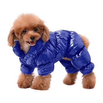Kış Kalınlaşmış Köpek Giyim Parlak Deri Köpek pamuklu ceket Küçük Köpek Giyim Su Geçirmez Pet Coat Pet Giyim
