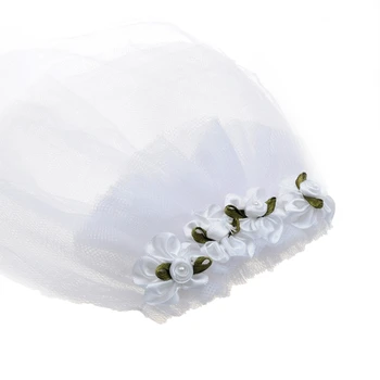 Köpek Gelin Peçe ile Metal Klipler Beyaz Çiçekler Dekor Sevimli Küçük Köpek Pet Düğün Veils Kostüm Yorkie için Shih Tzu