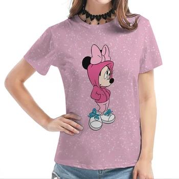 Yaz Komik T Shirt Kadın Sevimli Güzel Disney Mickey Minnie Mouse Tasarım Stili Baskı yaz giysileri Moda Y2k Üstleri Kızlar