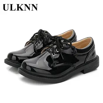 ULKNN Erkek Deri ayakkabı Siyah Sonbahar Çocuk Ayakkabıları Erkek Ve Kız Deri Ayakkabı Çocuklar Için Bebek Kauçuk Desen shoes enfant