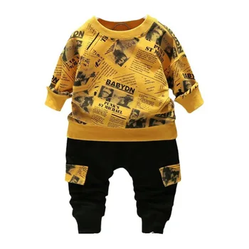 Yeni Bahar Sonbahar Bebek Kız Giysileri Takım Elbise Çocuk Erkek T-Shirt Pantolon 2 adet / takım Toddler Rahat Kostüm Bebek Çocuk Eşofman