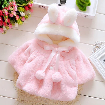 2020 Sonbahar kış 0-3Y yeni bebek yürümeye başlayan ceket ceket kız sıcak çocuk giyim kız tavşan kürk pembe beyaz moda ceket
