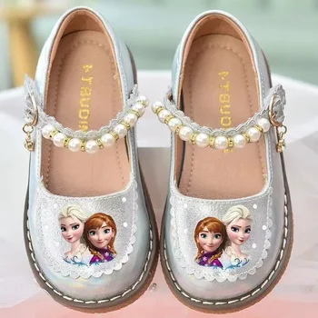 Yeni kızlar dondurulmuş kar Beyaz Prenses sandalet Disney prenses çocuklar yumuşak dekoratif inciler ayakkabı Avrupa boyutu 23-34