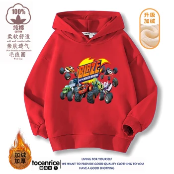 Çocuk Blaze ve Canavar Makineleri Kadife Elbise Bebek Erkek Tişörtü 2-10Years Çocuklar Hoodies Tops