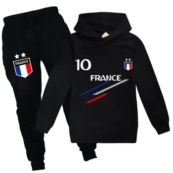 Çocuk Giysileri Bebek Erkek Fransa Futbol 10 Eşofman Üstleri Pantolon 2 ADET Çocuk Erkek Bahar Sonbahar Kıyafetler Kız Setleri 2-15 Yıl