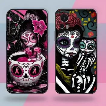 Meksika Kafatası Kız Dövmeli Sanat telefon kılıfı İçin Xiaomi 13 12 11 9T 9 8 11T 9SE 11i Lite Ultra Note10 Poco F3 M4 GT Pro Kapak